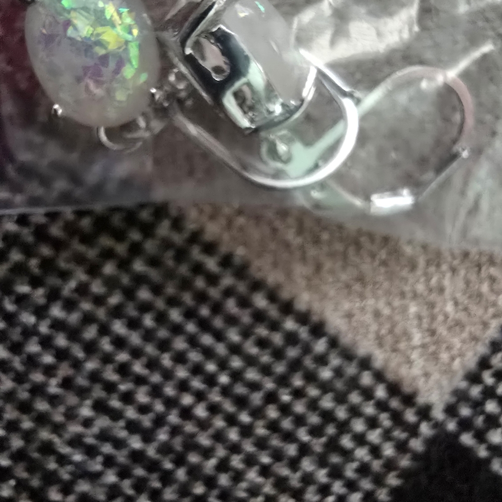 Dazzling Silver Opal Drop Earrings - Picture 2 of 2